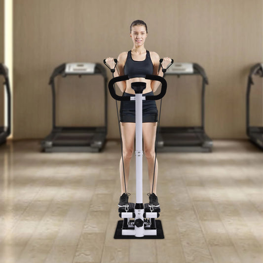 Fitness Twist Stepper With Handlebars & Resistance Band 150KG, Adjustable Height