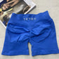 blue soft, breathable yoga shorts in a high-waisted fit—perfect for workouts, yoga, or relaxed summer days.