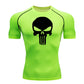 high-stretch skull compression long sleeve gym shirt, designed for muscle support, breathability, and quick-dry comfort during workouts.