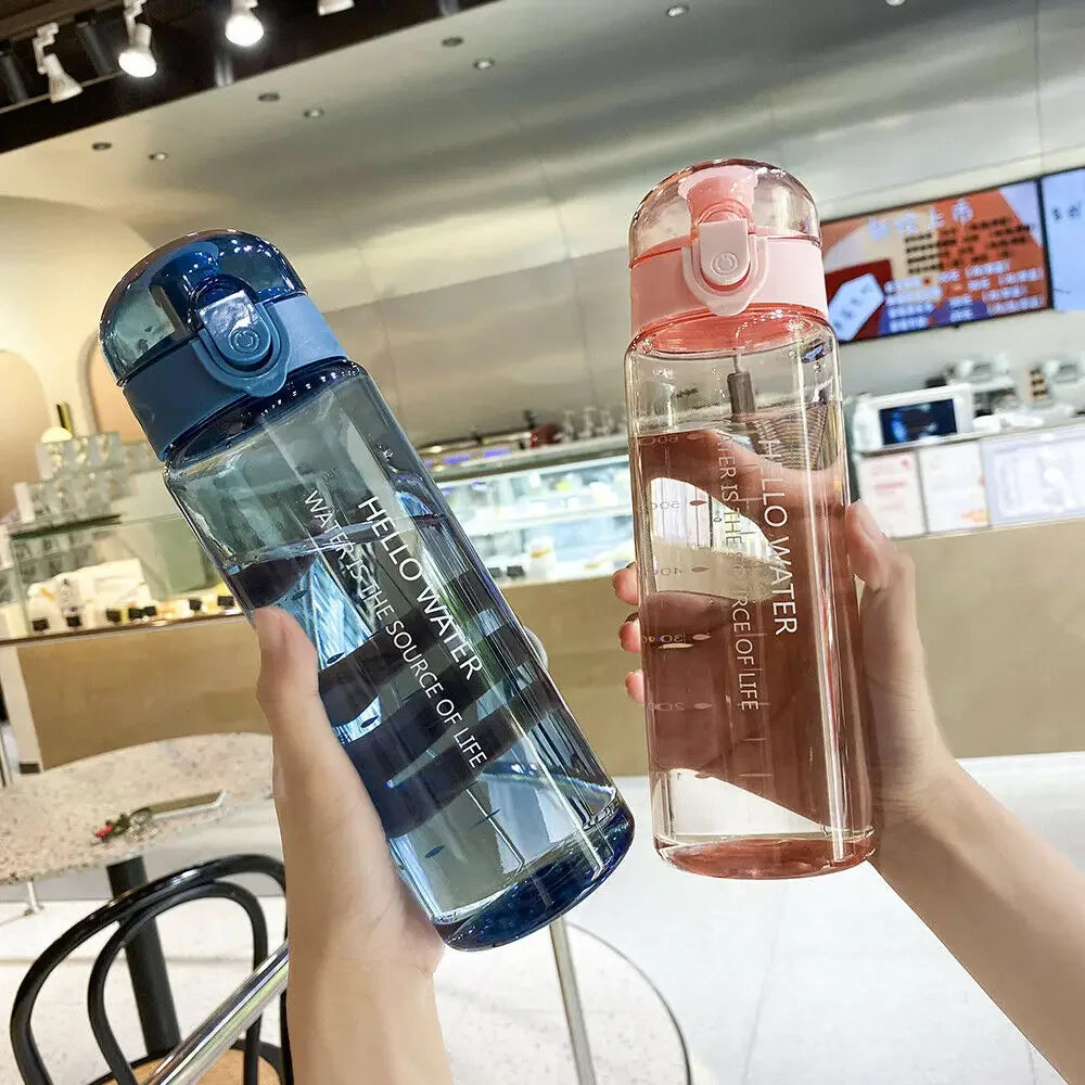 Gym water bottle 780ml with wide mouth and secure lid