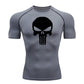 high-stretch skull compression long sleeve gym shirt, designed for muscle support, breathability, and quick-dry comfort during workouts.