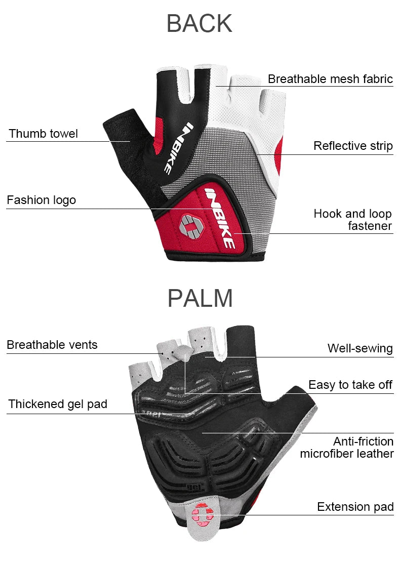 Schokbestendige GEL Pad Fiets handschoenen Halve Vinger