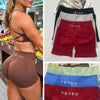 Woman wearing soft, breathable yoga shorts in a high-waisted fit—perfect for workouts, yoga, or relaxed summer days.