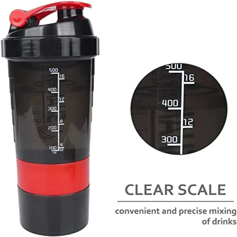 500ml Protein Shaker Cups with Powder Storage Container