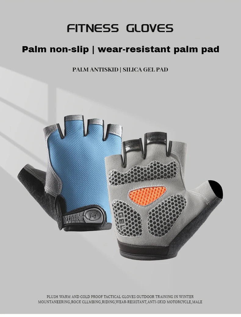 Gym fingerless gloves with wrist support and padding for weightlifting