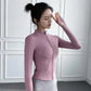 Woman wearingsleek fit yoga jacket for workouts and summer jogging
