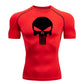 high-stretch skull compression long sleeve gym shirt, designed for muscle support, breathability, and quick-dry comfort during workouts.