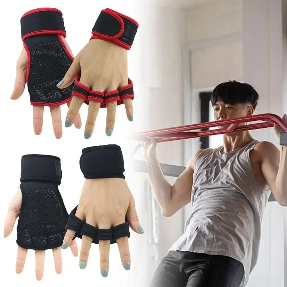 Half-finger weight training gloves – padded palm, breathable mesh, wrist support