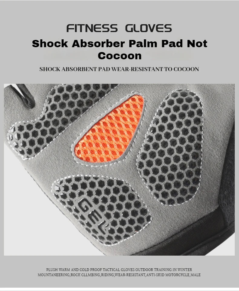Breathable half-finger gym gloves with padded palm and anti-slip grip