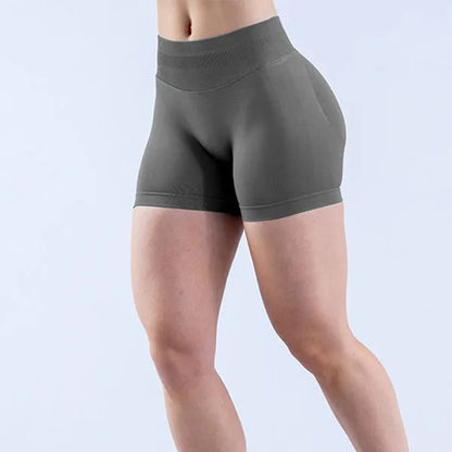 woman wearing a brown soft, breathable yoga shorts in a high-waisted fit—perfect for workouts, yoga, or relaxed summer days.