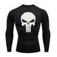 high-stretch skull compression long sleeve gym shirt, designed for muscle support, breathability, and quick-dry comfort during workouts.
