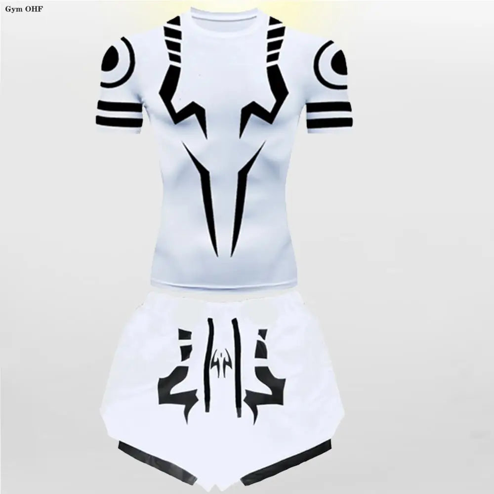 Jujutsu Kaisen Anime Compression T Shirt Suits Men's 2 In 1