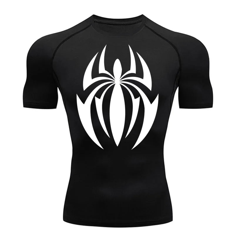 high-stretch skull compression long sleeve gym shirt, designed for muscle support, breathability, and quick-dry comfort during workouts.