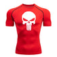 high-stretch skull compression long sleeve gym shirt, designed for muscle support, breathability, and quick-dry comfort during workouts.