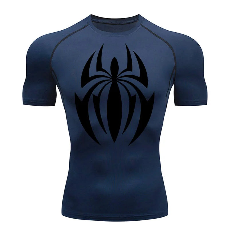 high-stretch skull compression long sleeve gym shirt, designed for muscle support, breathability, and quick-dry comfort during workouts.