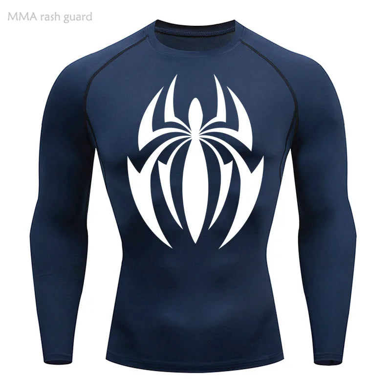high-stretch skull compression long sleeve gym shirt, designed for muscle support, breathability, and quick-dry comfort during workouts.