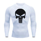high-stretch skull compression long sleeve gym shirt, designed for muscle support, breathability, and quick-dry comfort during workouts.
