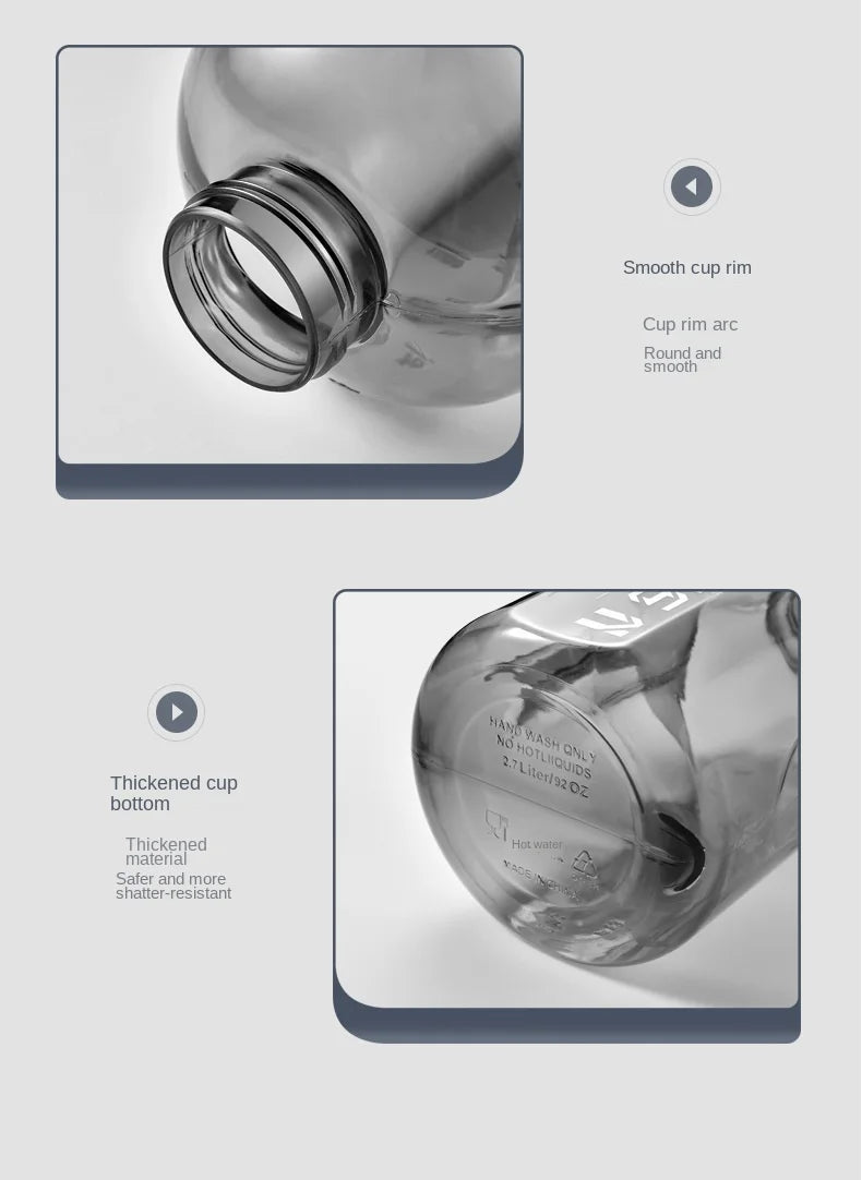 Large Gym & Cycling Cup (1700–2700 ml) – Ergonomic & Leak-Proof
