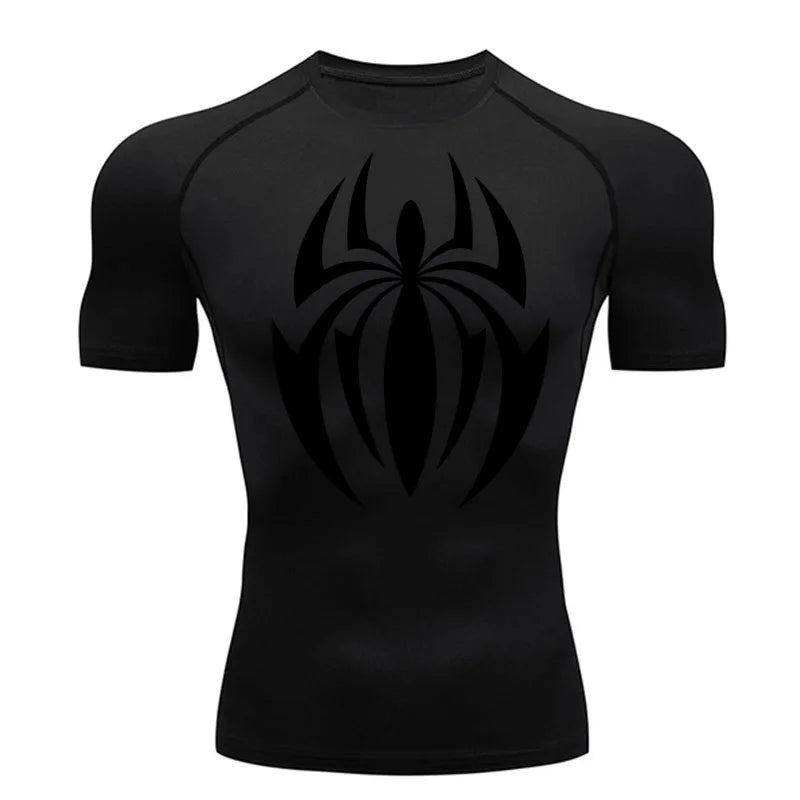 high-stretch skull compression long sleeve gym shirt, designed for muscle support, breathability, and quick-dry comfort during workouts.