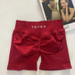 oxblood soft, breathable yoga shorts in a high-waisted fit—perfect for workouts, yoga, or relaxed summer days.