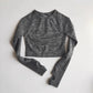 long-sleeve yoga crop top with a built-in bra —perfect for workouts, yoga sessions, or summer activewear.