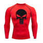 high-stretch skull compression long sleeve gym shirt, designed for muscle support, breathability, and quick-dry comfort during workouts.