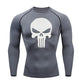 high-stretch skull compression long sleeve gym shirt, designed for muscle support, breathability, and quick-dry comfort during workouts.