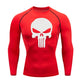 high-stretch skull compression long sleeve gym shirt, designed for muscle support, breathability, and quick-dry comfort during workouts.