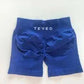 blue soft, breathable yoga shorts in a high-waisted fit—perfect for workouts, yoga, or relaxed summer days.