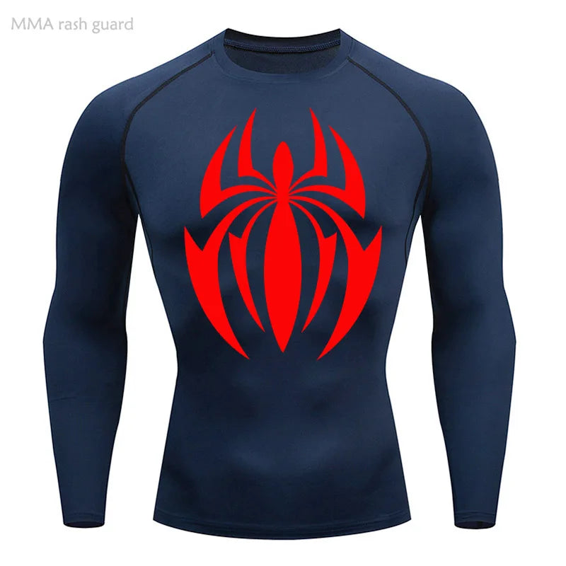 high-stretch skull compression long sleeve gym shirt, designed for muscle support, breathability, and quick-dry comfort during workouts.