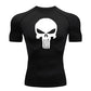 high-stretch skull compression long sleeve gym shirt, designed for muscle support, breathability, and quick-dry comfort during workouts.