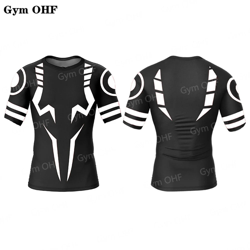 Jujutsu Kaisen Anime Compression T Shirt Suits Men's 2 In 1