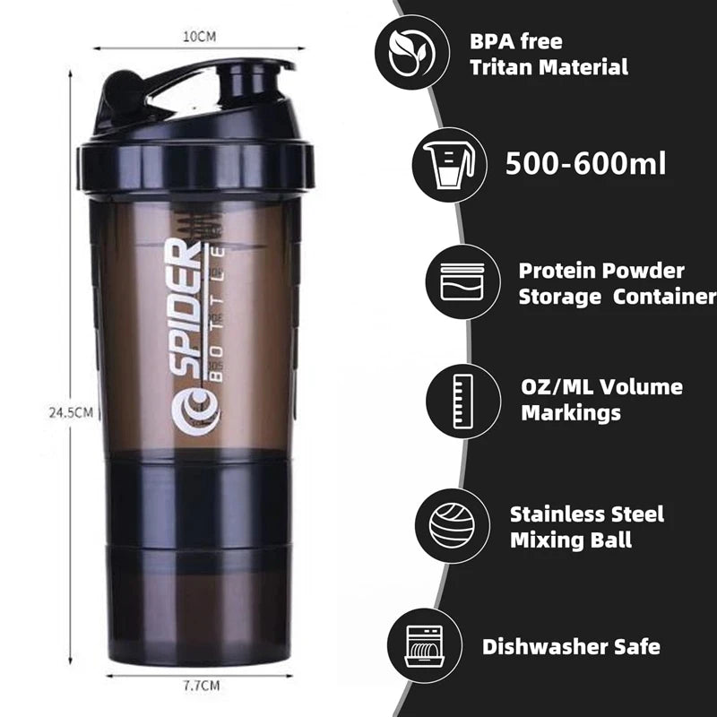 500ml Protein Shaker Cups with Powder Storage Container
