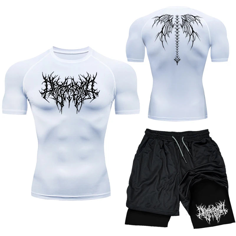 New Compression Set Y2K Print Sportwear for Men