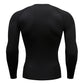 high-stretch skull compression long sleeve gym shirt, designed for muscle support, breathability, and quick-dry comfort during workouts.