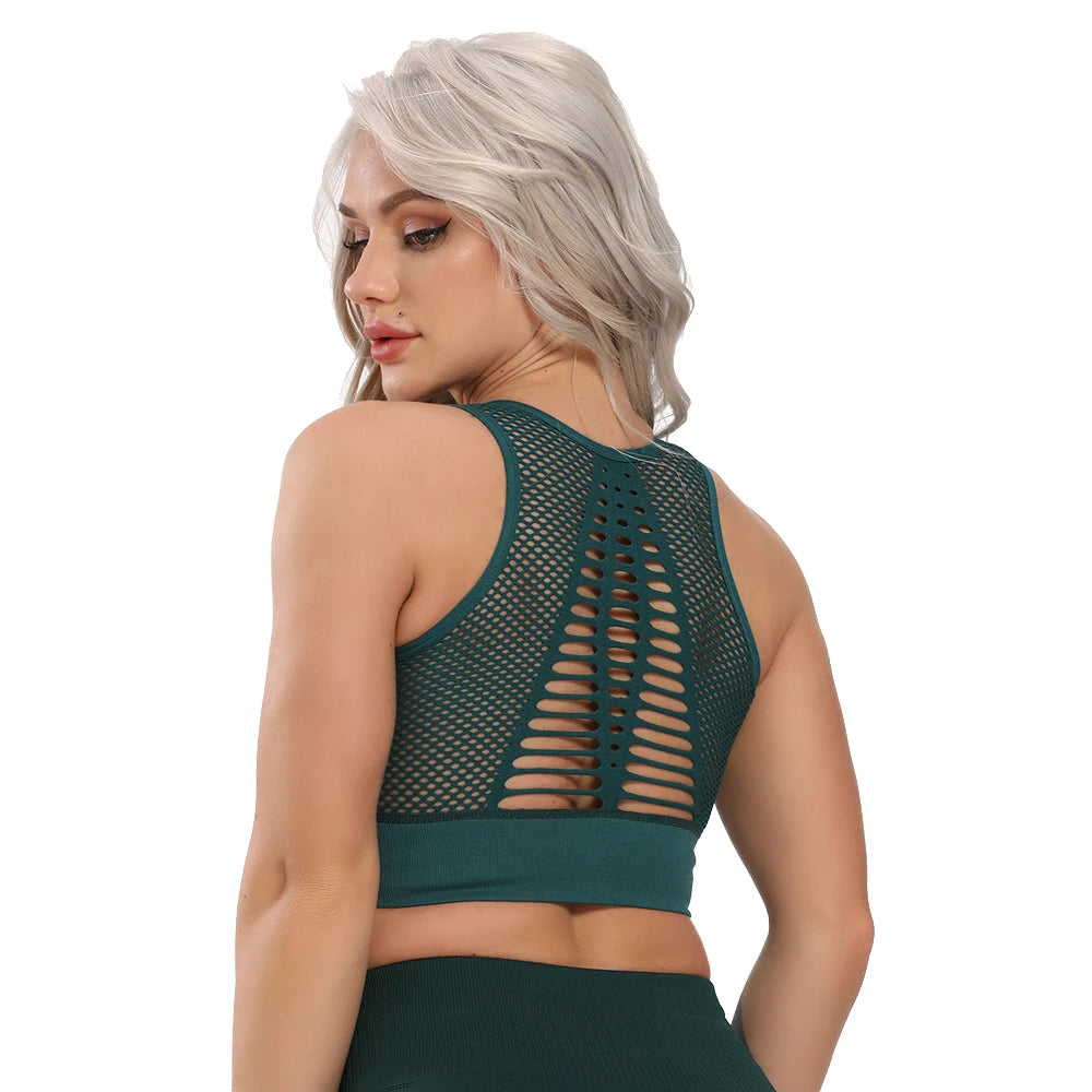 mesh breathable gym top for women, quick-dry activewear perfect for summer workouts and swimwear.