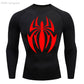 high-stretch skull compression long sleeve gym shirt, designed for muscle support, breathability, and quick-dry comfort during workouts.