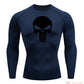 high-stretch skull compression long sleeve gym shirt, designed for muscle support, breathability, and quick-dry comfort during workouts.
