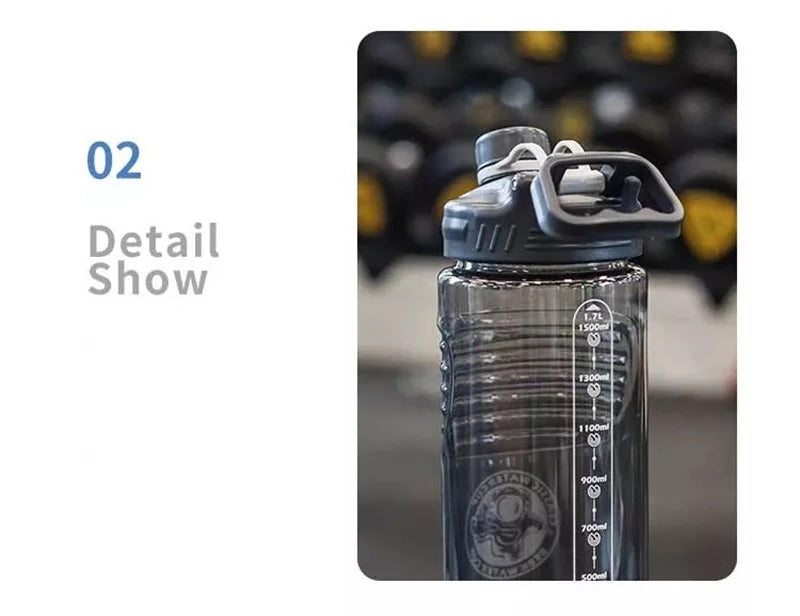 2 Liters Motivational Water Bottle With Straw Drink Bottle