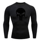 high-stretch skull compression long sleeve gym shirt, designed for muscle support, breathability, and quick-dry comfort during workouts.