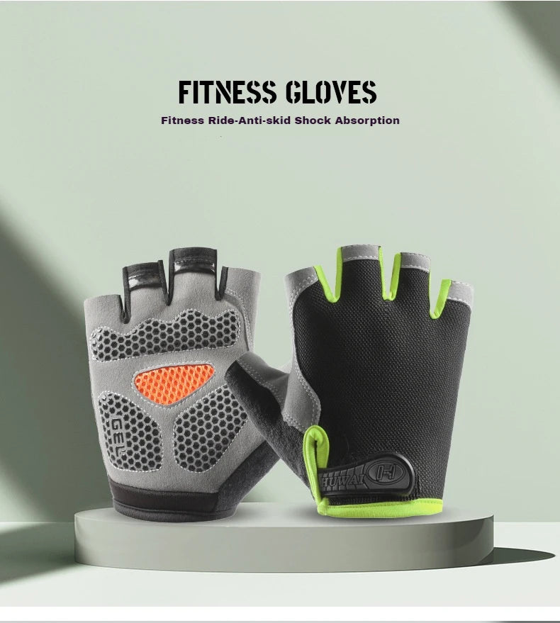 Gym fingerless gloves with wrist support and padding for weightlifting