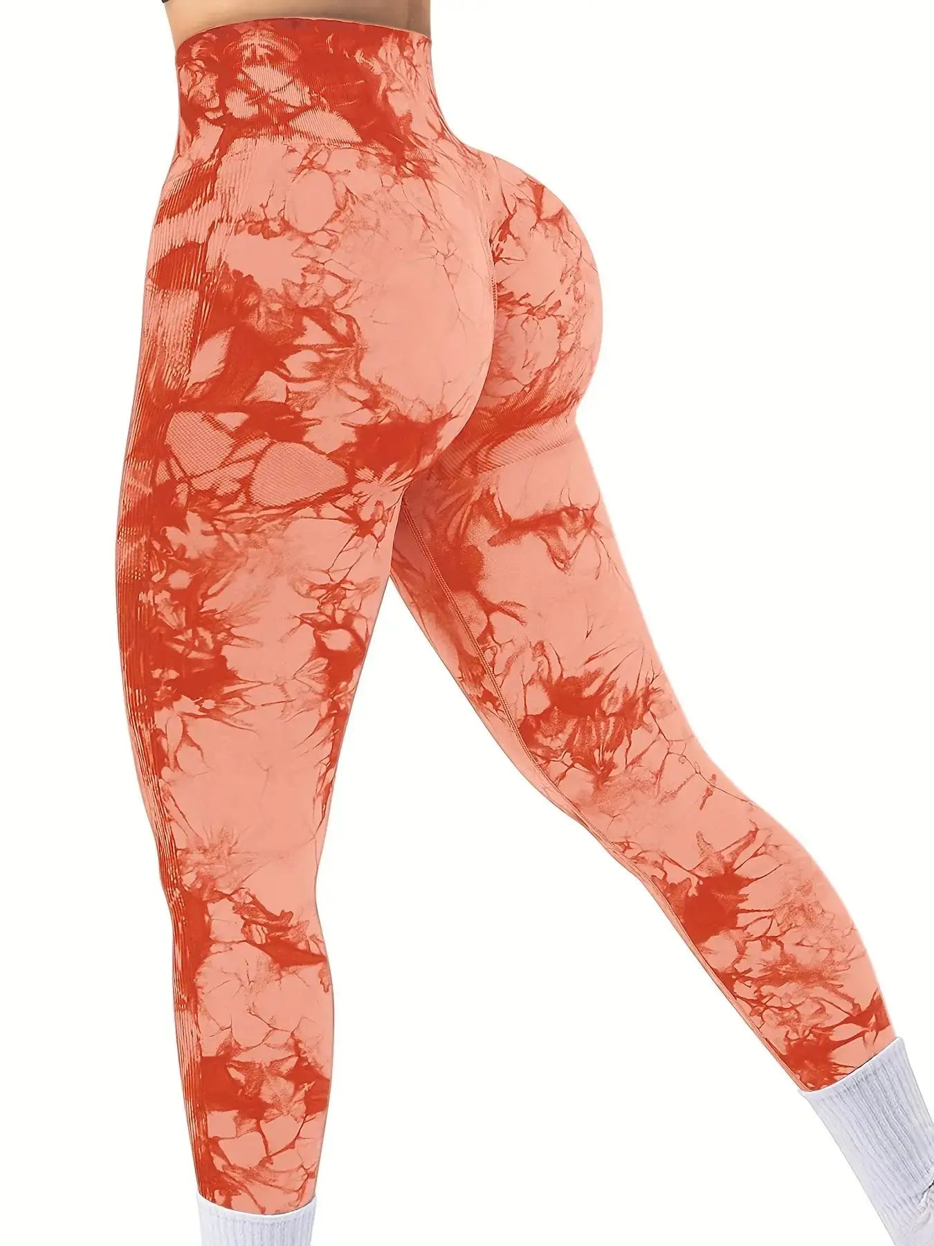 seamless bleach peach butt high waist yoga leggings with butt-lifting and curve-enhancing design for yoga, running, and workouts.